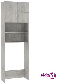 vidaXL Mobile Lavatrice Grigio Cemento 64x25,5x190cm Legno Multistrato