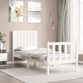 Giroletto con Testiera Bianco Small Single Legno Massello