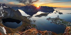 Stampa su tela – Affascinante panorama montano con tramonto