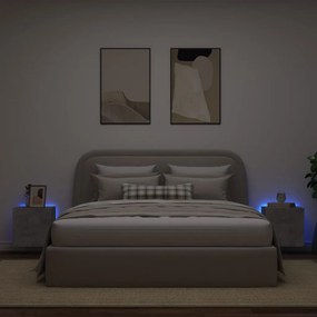 Mobili tv a parete con luci led 2pz grigio cemento 40,5x35x40cm