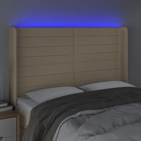 Testiera a led crema 147x16x118/128 cm in tessuto