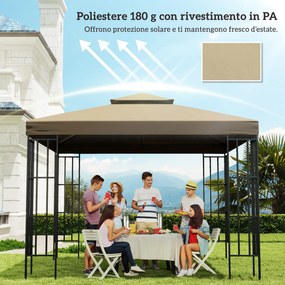 Tetto di Ricambio per Gazebo 3x3 m a 2 Livelli e Resistente ai Raggi UV Beige...
