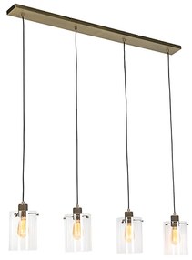 Lampada a sospensione scandinava bronzo con vetro 4 luci - Dome