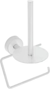 Kamalu - Portarotolo con gancio e barra verticale in acciaio inox bianco opaco installazione a muro | Monde-B