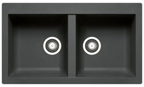 Lavello 2 vasche in resina nero PYRAMIS Scirocco L 50 x L 86 cm