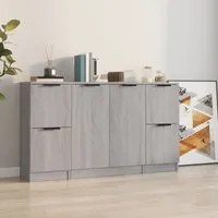 Credenze 3 pz Grigio Sonoma in Legno Multistrato cod mxl 77943