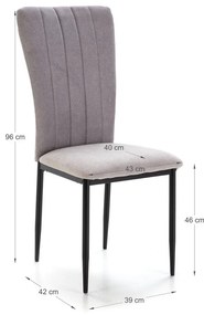 Set di sedie da pranzo grigio chiaro 4 pz Holly - Marckeric