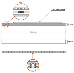 Plafoniera LED 40W 120cm, UGR16 CCT PHILIPS Certadrive - Bianca o nera Colore Bianco Variabile CCT, Colore del corpo Bianco