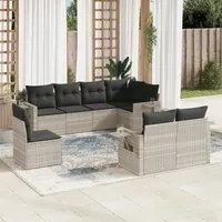 Set Divano da Giardino 8pz con Cuscini Grigio Chiaro Polyrattan 3252779