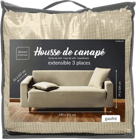 Copridivano marrone con rivestimento elastico per divano a 3 posti Sacha – douceur d'intérieur