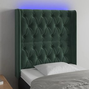Testiera A Led Verde Scuro 83x16x118/128 Cm İn Velluto /