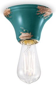 Plafoniera Vintage Tonda Media Ceramica Verde 1 Luce E14