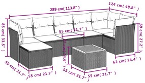 Set Divano da Giardino 8 pz con Cuscini Beige in Polyrattan