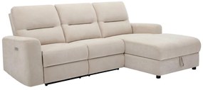Divano angolo a destra relax elettrico con portaoggetti in Tessuto Beige - BURIOCA