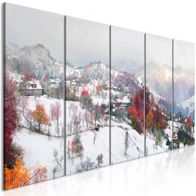 Quadro First Snow (5 Parts) Narrow  Colore Bianco, Dimensioni e Misure 225x90