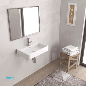 Lavabo Sospeso "Contour" Da 60x40 Cm Finitura Bianco Lucido