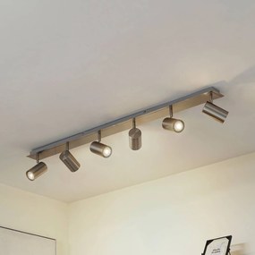 Faretto da soffitto Lindby Joffrey, 116 cm, nichel, a 6 luci, GU10