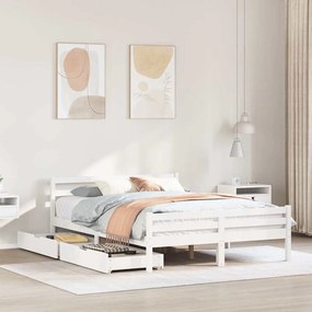 Letto Senza Materasso Bianco 160x200 Cm Legno Massello Di Pino /
