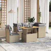 Set Divano da Giardino 5 pz con Cuscini Beige in Polyrattan 3270835