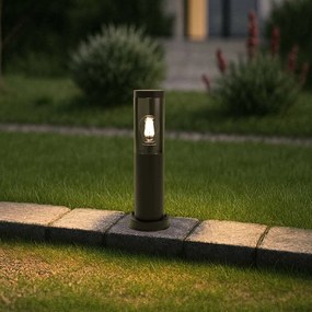 Paletto da Giardino Nero 40cm DarkLight Acciaio INOX base E27