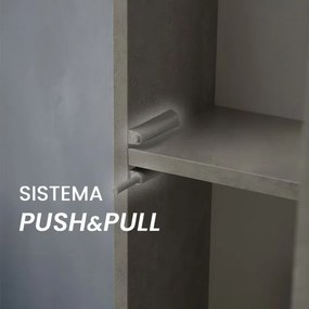 Colonna bagno sospesa H160 cm in legno grigio cemento con ripiani Leda