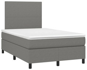 Letto a molle materasso e led grigio scuro 120x200cm in tessuto