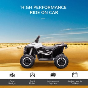 Quad Elettrico per Bambini 12V Ruote Larghe con Sospensioni e Fari LED Bianco...