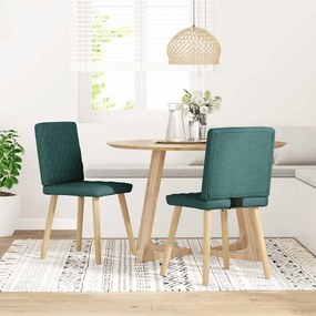 Sedie Da Pranzo 2 Pz Verde Scuro İn Tessuto /