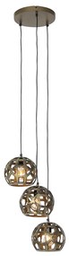 Lampada a sospensione industriale oro antico rotonda 3 luci - Bobby