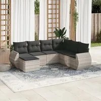 Set Divani da Giardino 7pz con Cuscini Grigio Chiaro Polyrattan 3254039