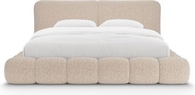 Letto matrimoniale imbottito greige con contenitore con rete inclusa 180x200 cm Solange – Micadoni