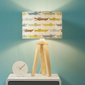 Euluna Lampada da tavolo Kroko per bambini, base di legno