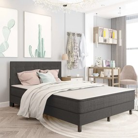 Letto A Molle Grigio Scuro İn Tessuto 140x200 Cm /