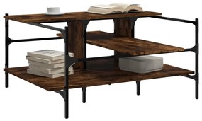Tavolino salotto rovere fumo 100x100x48,5cm legno multistrato