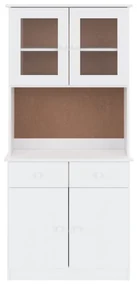 Credenza alta bianca 77x35x165 cm in legno massello di pino