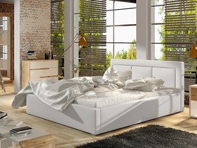 Letto matrimoniale con box contenitore Bordeaux - 160 x 200 cm , Ecopelle bianco