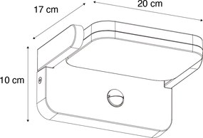 Lampada da parete per esterni nera con LED orientabile con sensore di movimento - Kamile