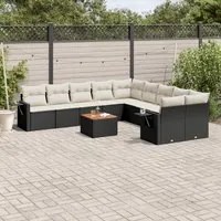 Set Divani da Giardino 11 pz con Cuscini in Polyrattan Nero 3257085