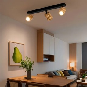 Brilagi - Faretto MODERN WOOD 3xGU10/8W/230V legno di caucciù/nero