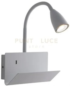 Applique a parete gulp flessibile bianca con usb 2a 1 luce attacco ...