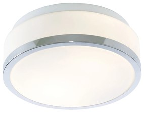 Plafoniera Contemporanea Formaggio Acciaio Cromo Vetro Bianco 1 Luce E27 23Cm