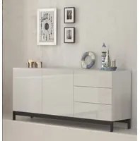 Credenza Metis 170 Con Piedistallo 2 Anta + 3 Cassetti Colore Bianco Lucido