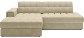 Divano angolare marrone chiaro allungabile (con penisola a sinistra/con chaise lounge) con rivestimento in velluto Blezalt – ELTAP