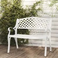 Panchina da Giardino 102 cm in Alluminio Pressofuso Bianca cod mxl 45614