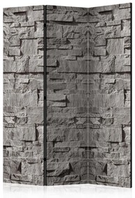 Paravento design Segnalibro in pietra - texture grigia di mattoni con motivo retrò