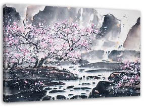 Quadro su tela, Giappone fiore di ciliegio rosa natura  Dimensioni Tappeti 120x80