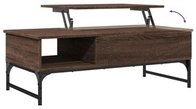 Tavolino Salotto Rovere Marrone 100x50x35cm Multistrato Metallo