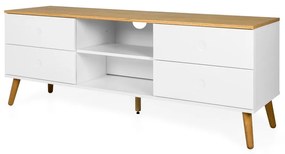 Tavolo TV bianco con gambe in rovere, larghezza 162 cm Dot - Tenzo