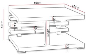 Tavolino KYOTO 31x60 cm opaco nero