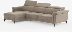 Capri Divano letto angolare con penisola contenitore e poggiatesta reclinabili - elegante tessuto smacchiabile T30